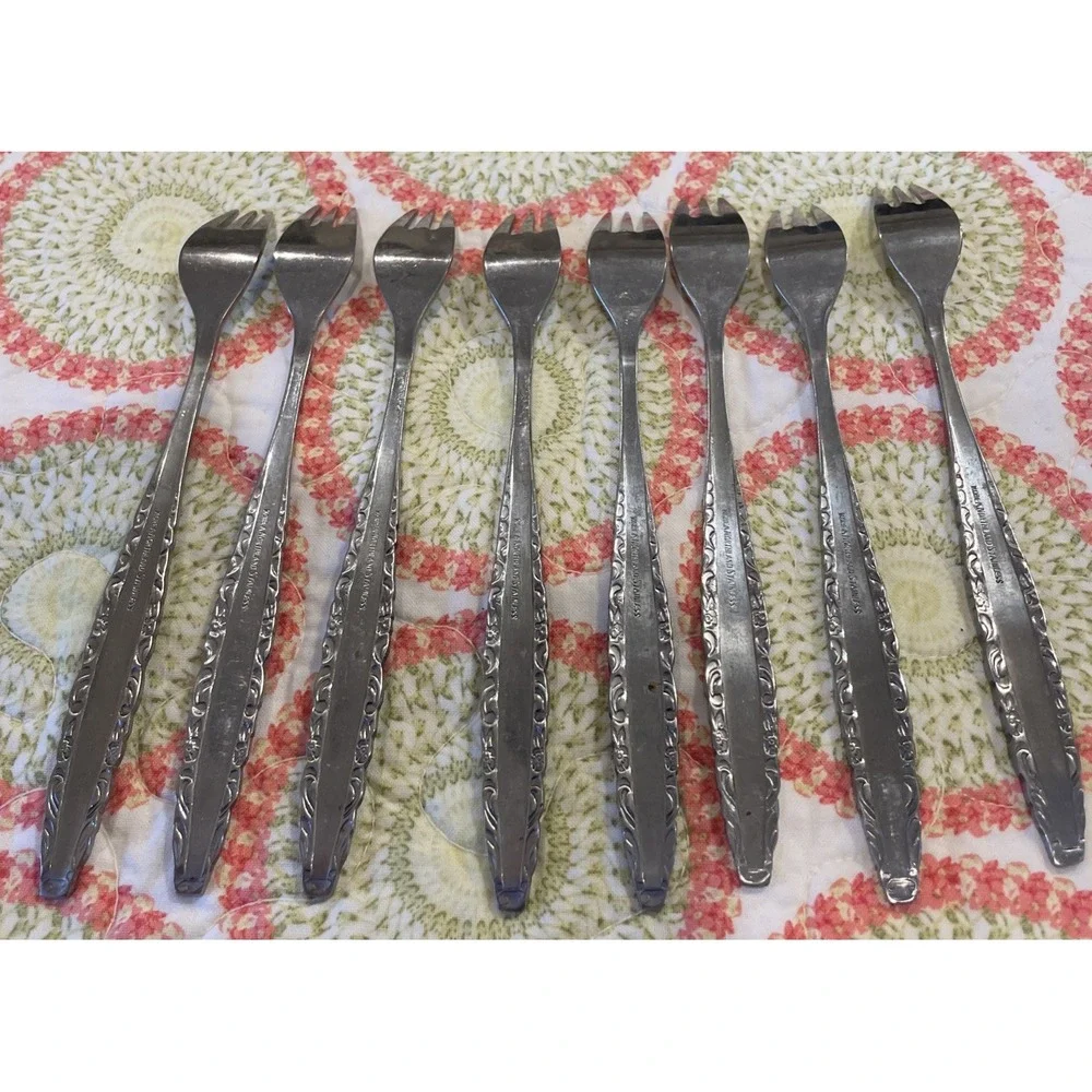 Northland Oneida Love Story Stainless Flatware Cocktail Dessert‎ Forks Set Of 8